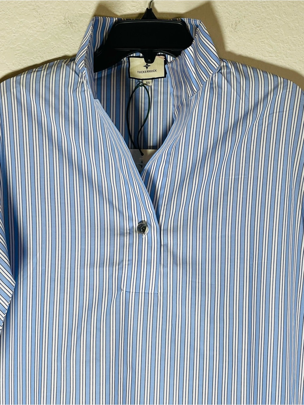NWT Tuckernuck Blue & White Striped Maxi Tunic Dress Glass Button Size Small - Picture 3 of 13
